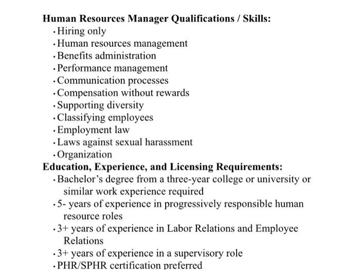 solved-human-resources-manager-job-summary-hr-manager-chegg