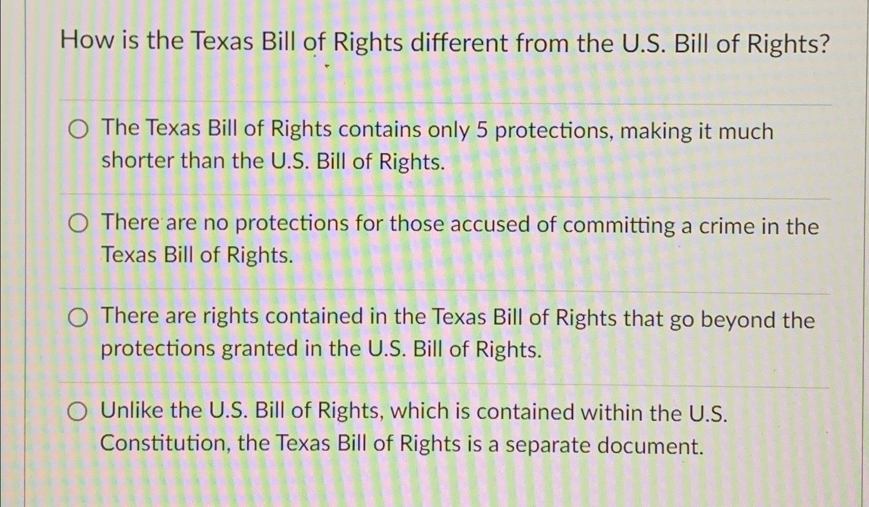 what is the purpose of the us and texas bill of rights