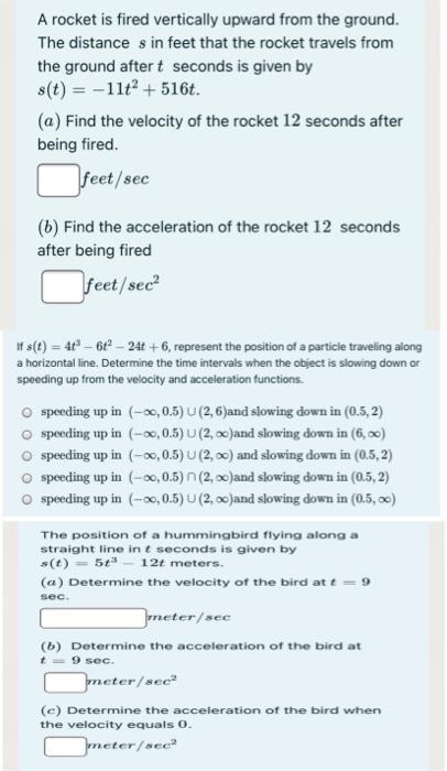 Solved A Rocket Is Fired Vertically Upward From The Ground. | Chegg.com