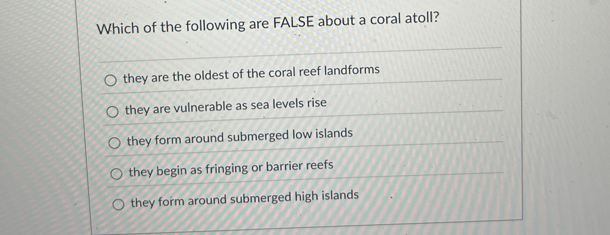 Solved Which Of The Following Are FALSE About A Coral Chegg Com