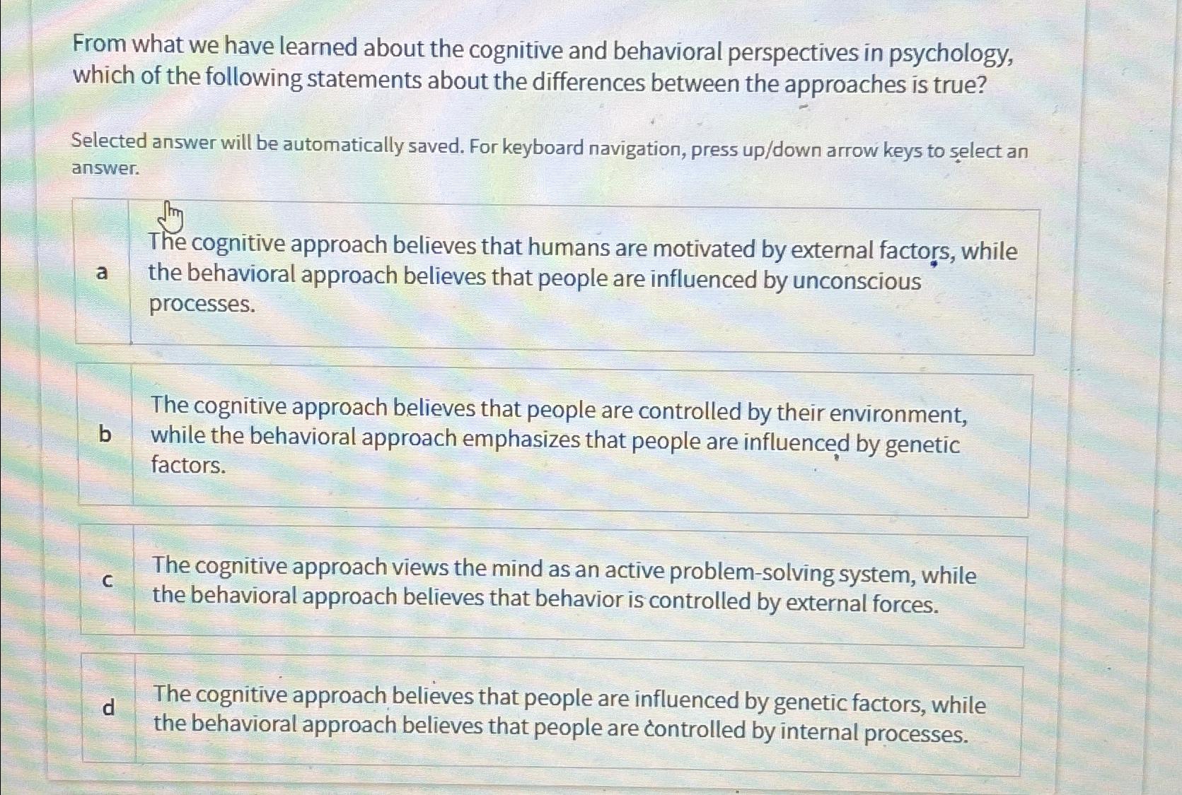 Cognitive behavioral perspective online psychology