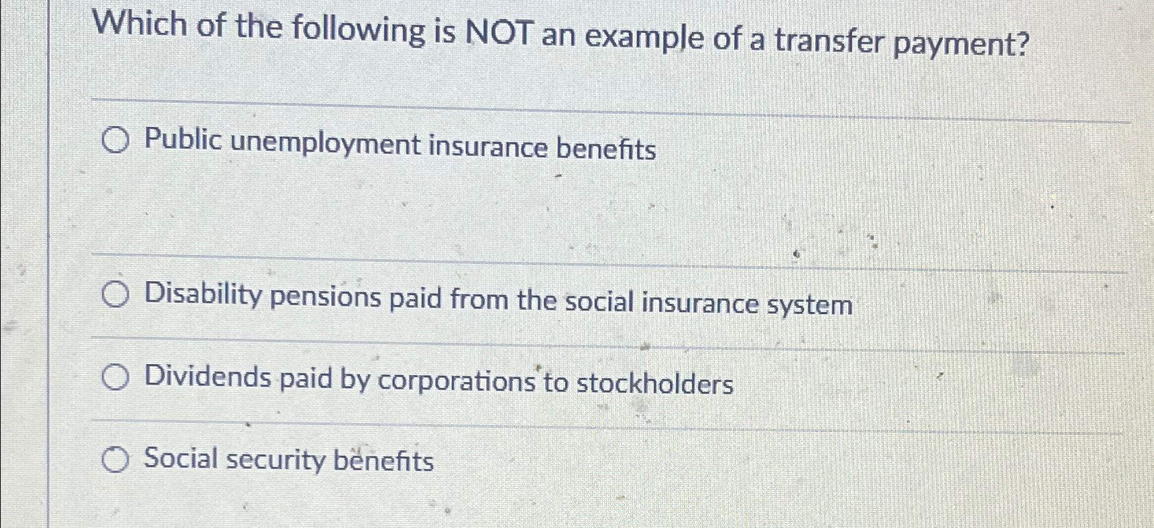 Solved Which Of The Following Is NOT An Example Of A | Chegg.com