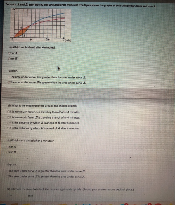 Solved Two Cars. A And B, Start Side By Side And Accelerate | Chegg.com