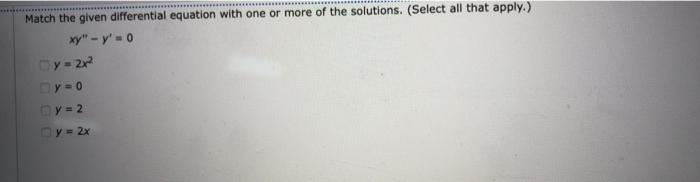 Solved Match the given differential equation with one or | Chegg.com