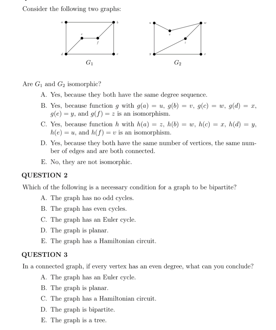 Solved Consider the following two graphs:Are G1 ﻿and G2 | Chegg.com