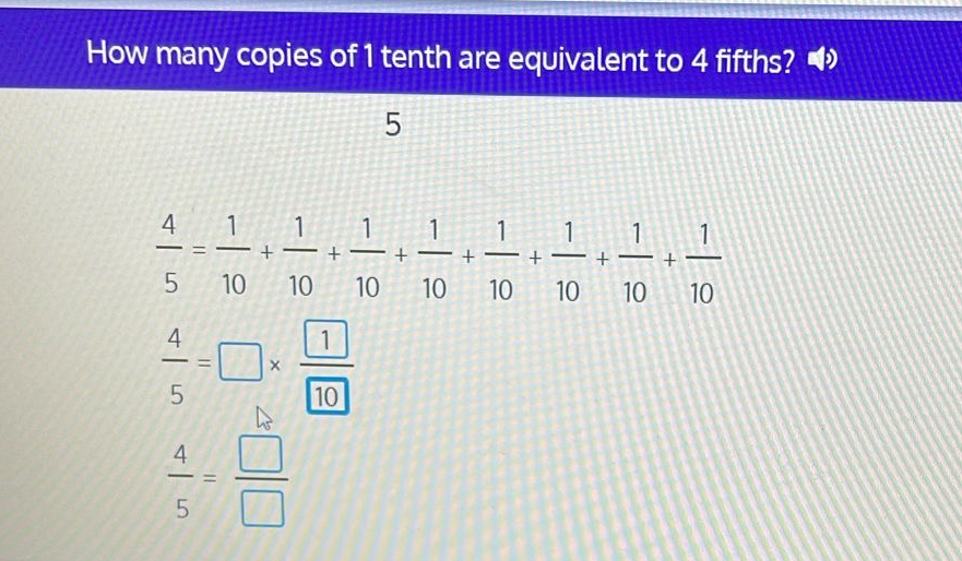 Solved How many copies of 1 ﻿tenth are equivalent to 4 | Chegg.com