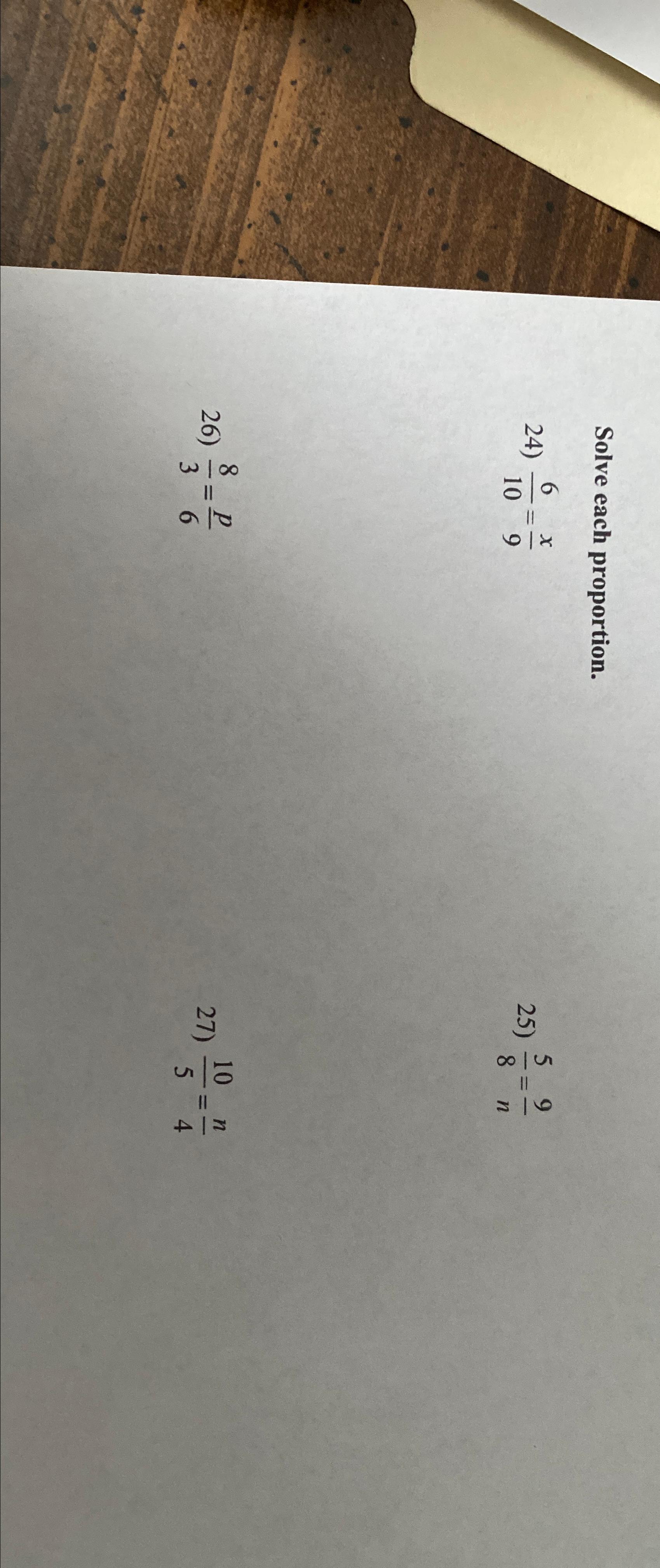 Solved Solve each proportion.610=x958=9n83=p6105=n4 | Chegg.com