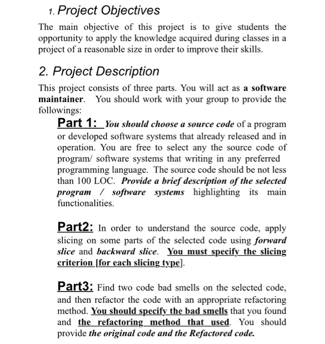 1. Project Objectives The main objective of this | Chegg.com