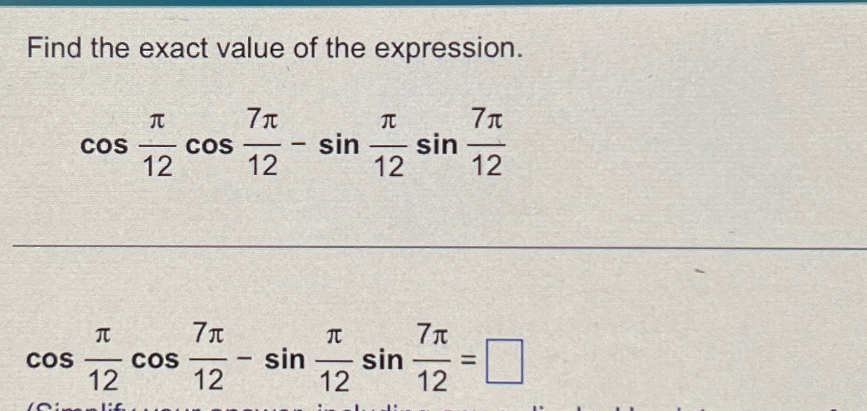 exact value of cos pi 12