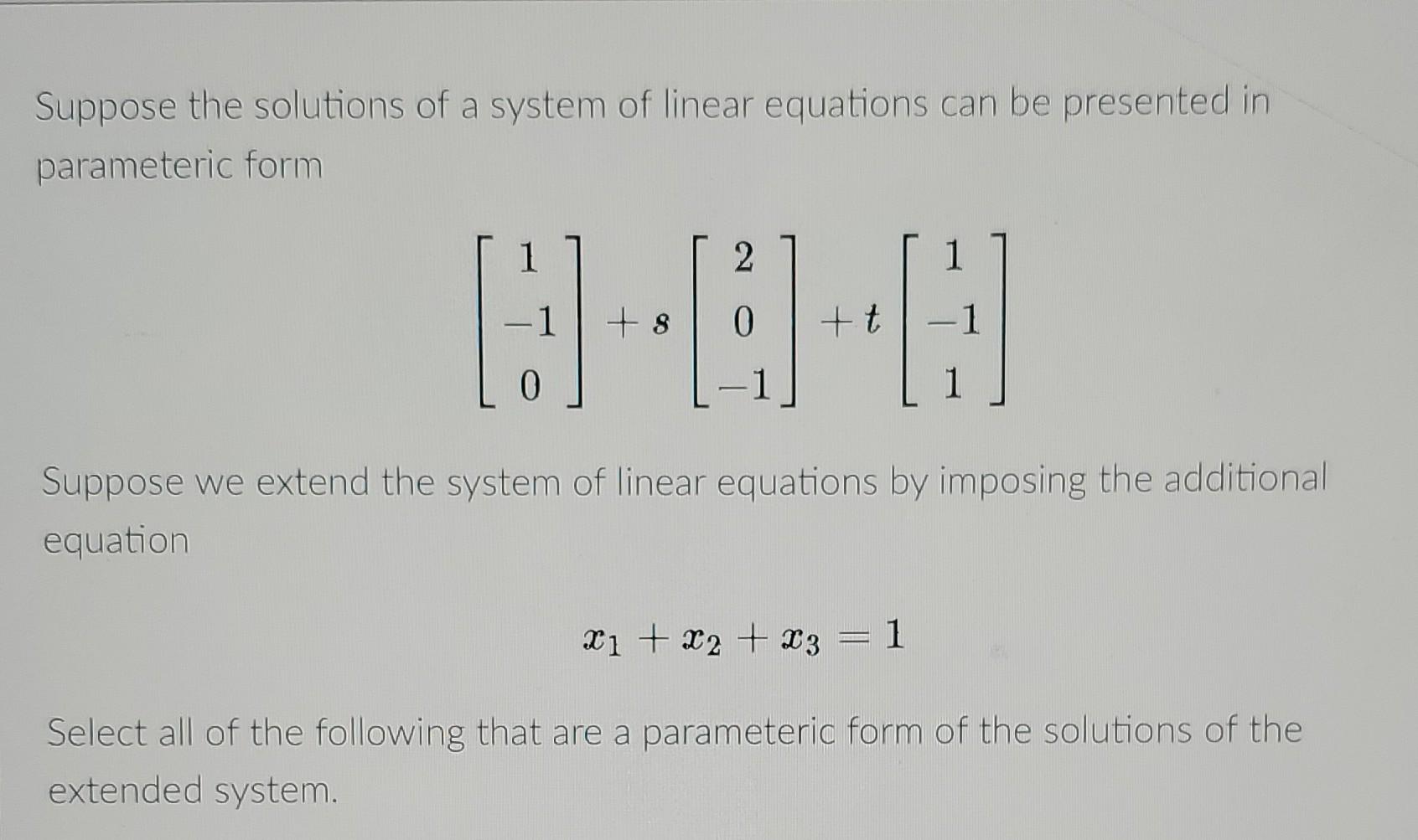 Solved suppose the solutions of a system of linear equations | Chegg.com