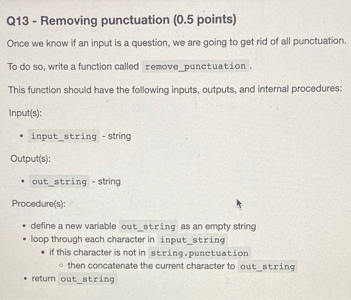 Solved Q13 - Removing Punctuation (0.5 Points) Once We Know | Chegg.Com