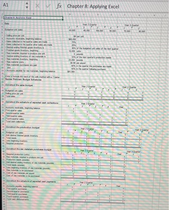 Solved Required information Chapter 8: (Algo) Applying Excel | Chegg.com