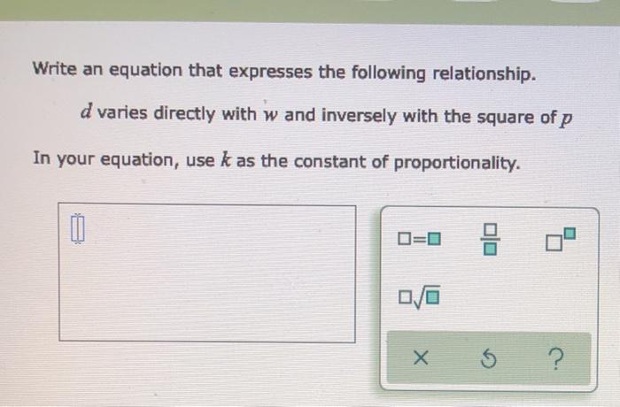Solved Write An Equation That Expresses The Following Chegg Com