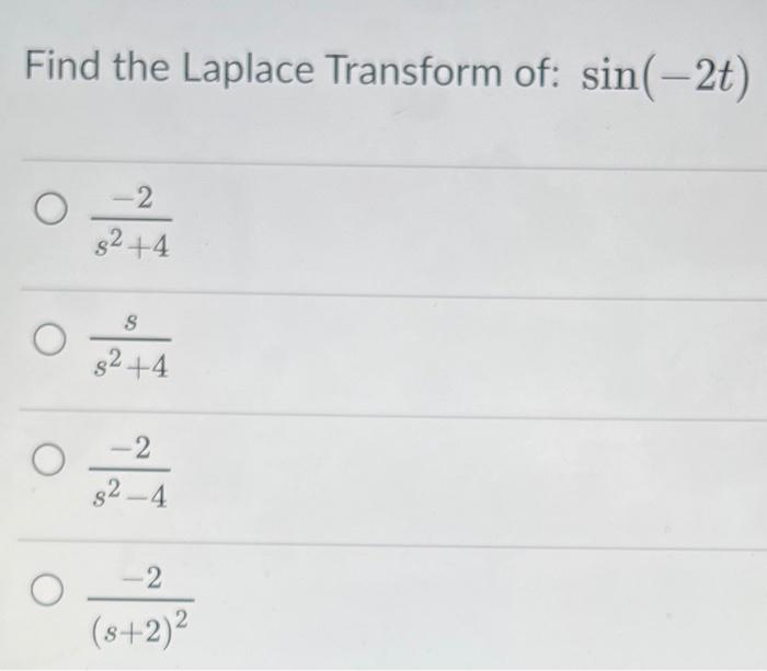 Solved Find The Laplace Transform Of Sin T S S S Chegg Com