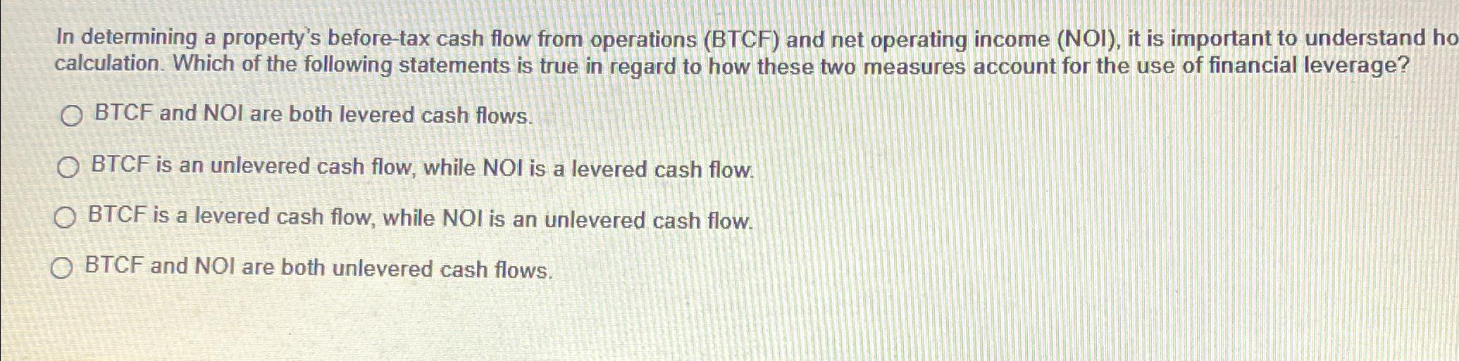 Solved In determining a property's before-tax cash flow from | Chegg.com