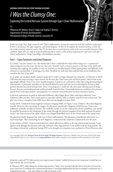 NATIONAL CENTER FOR CASE STUDY TEACHING IN SCIENCE I Chegg