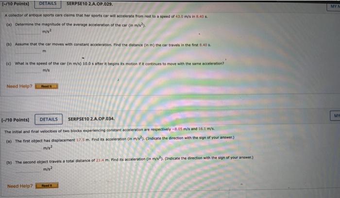 Solved |-/10 Points] DETAILS SERPSE10 2.A.OP.029. MYN A | Chegg.com