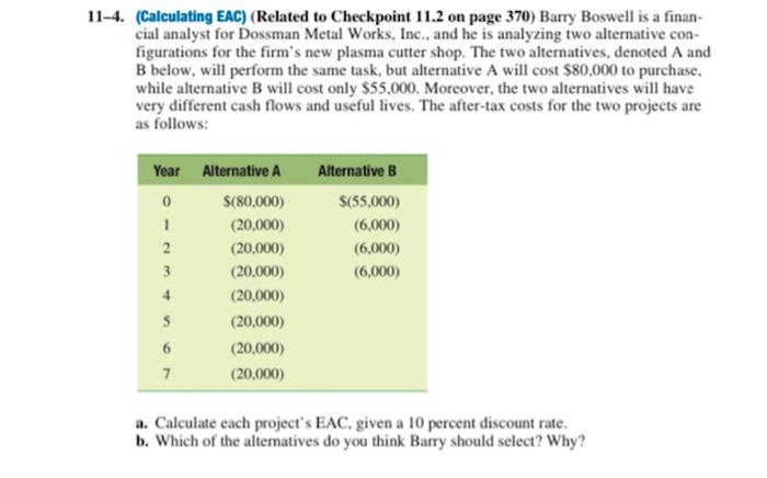 Solved 4. (Calculating EAC) (Related to Checkpoint 11.2 on | Chegg.com