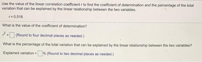 Solved Use the value of the linear correlation coefficient r | Chegg.com