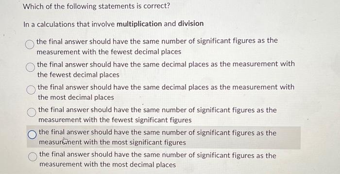 Solved Which of the following statements is correct? In a | Chegg.com