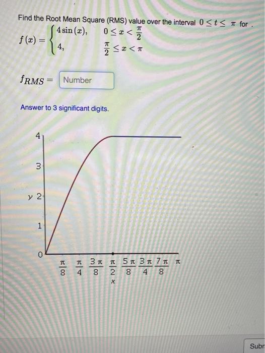 Solved Find the Root Mean Square (RMS) value over the | Chegg.com