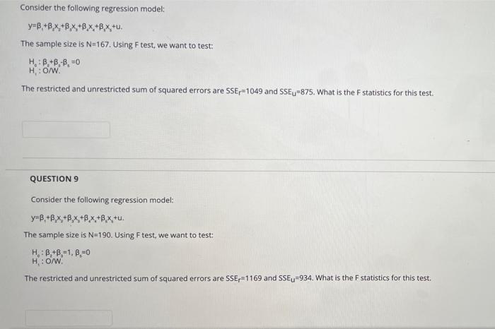 Solved Consider The Following Regression Model: | Chegg.com