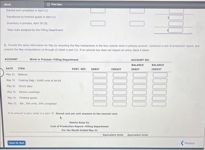 Solved Work in process account data for two months; cost of | Chegg.com