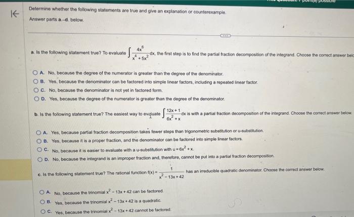 Solved Determine Whether The Following Statements Are True | Chegg.com