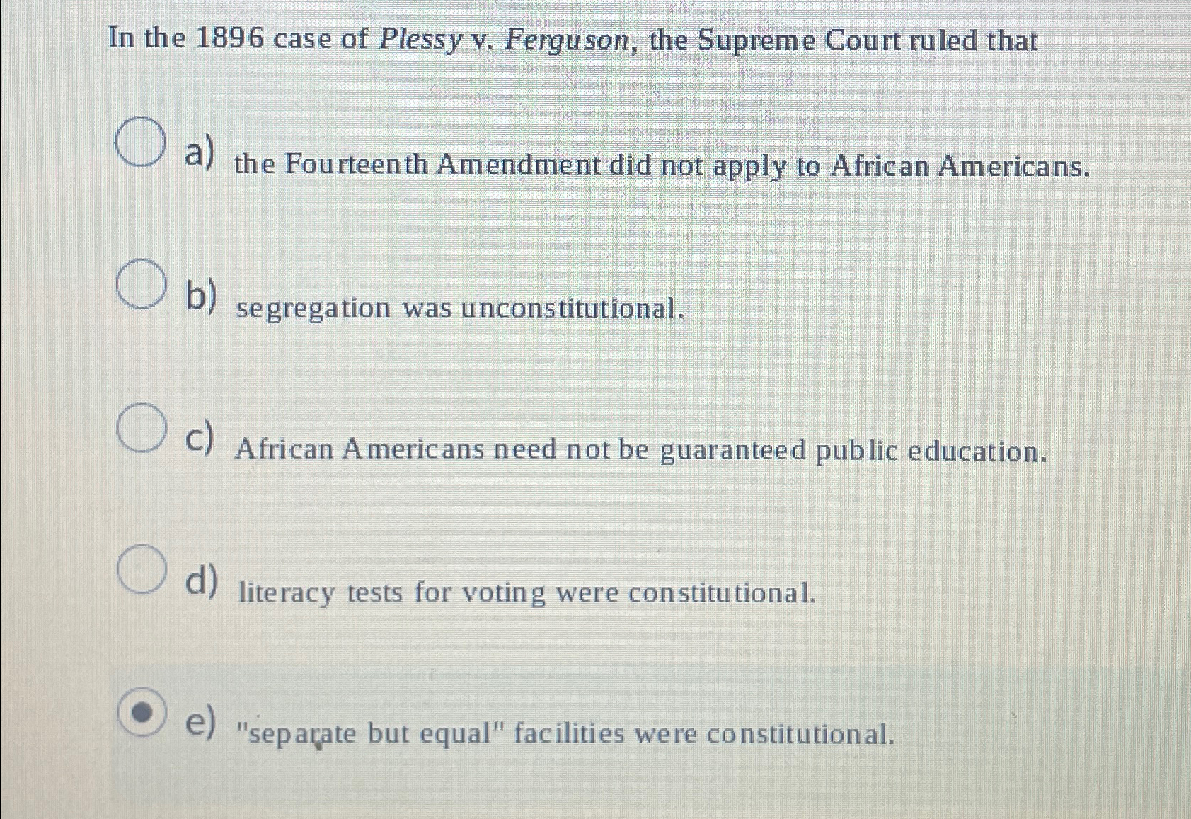 Plessy v hotsell ferguson amendment