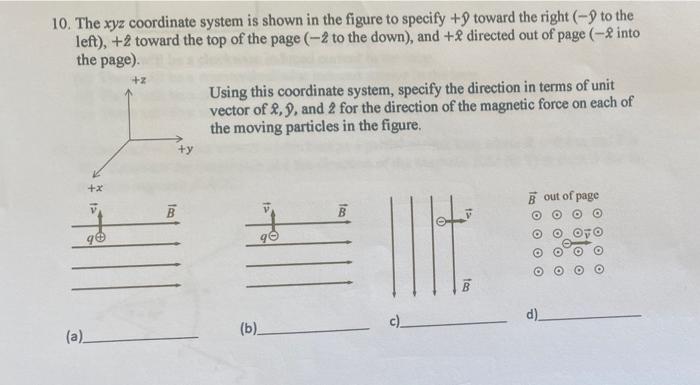Solved 10. The xyz coordinate system is shown in the figure | Chegg.com