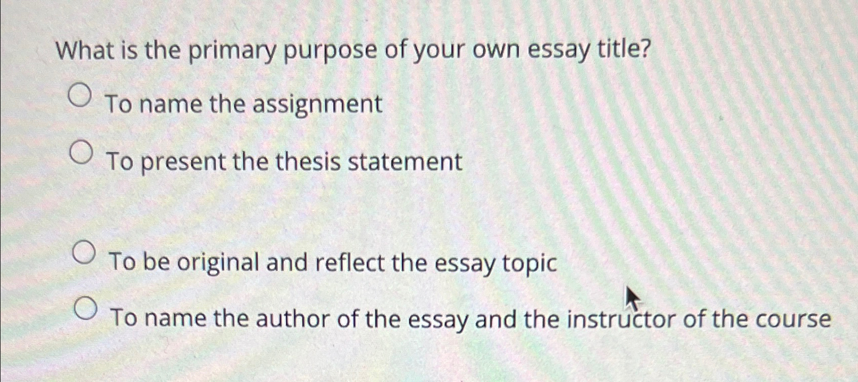 what is the primary purpose of your own essay title