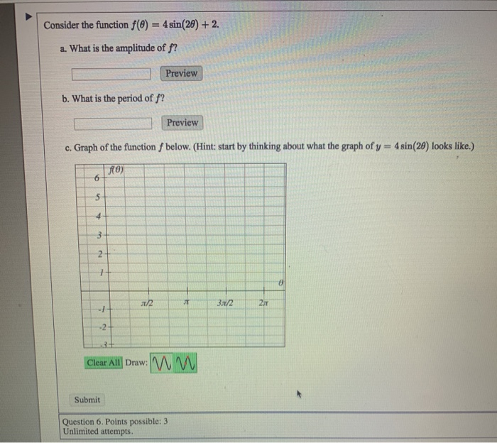 Solved Consider the function f(0) = 4 sin(28) + 2. a. What | Chegg.com