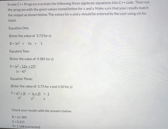 Solved In one C++ Program translate the following three | Chegg.com