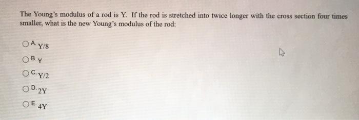 Solved The Young's modulus of a rod is Y. If the rod is | Chegg.com