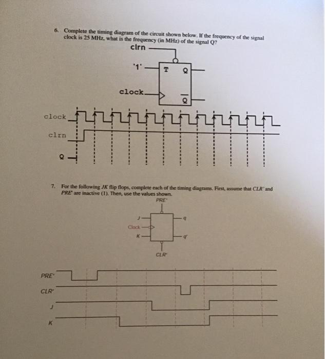 Solved 6. Complete the timing diagram of the circuit shown | Chegg.com
