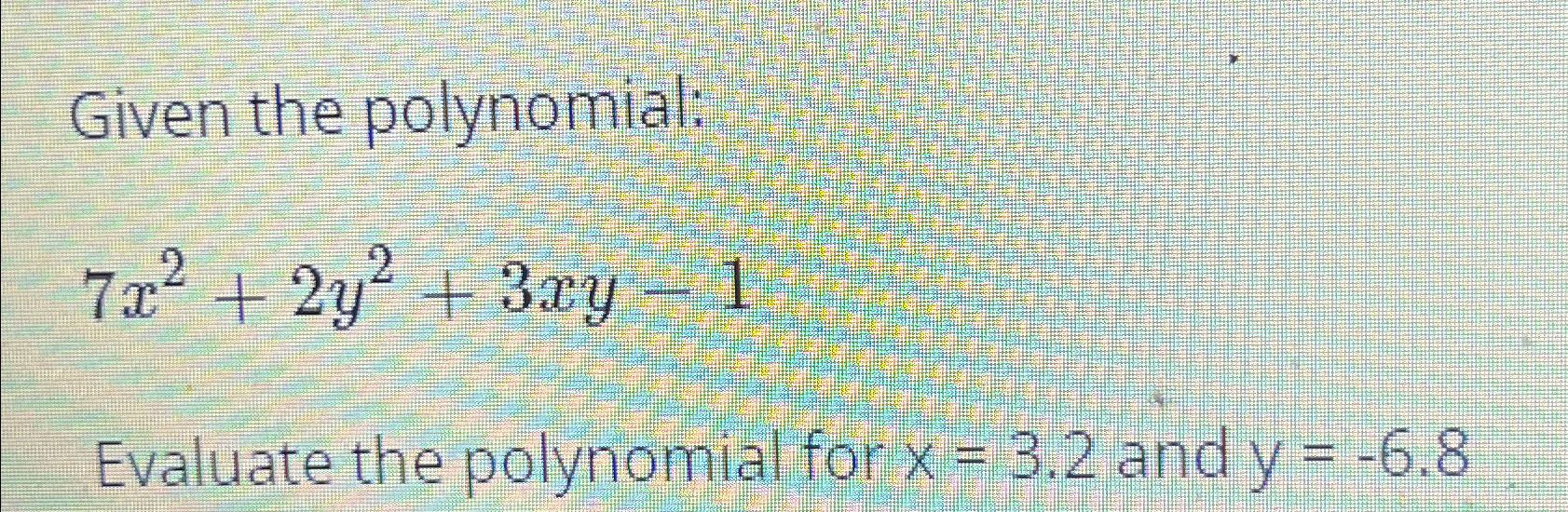 evaluate the polynomial y x 3 7x 2 8x 0.35