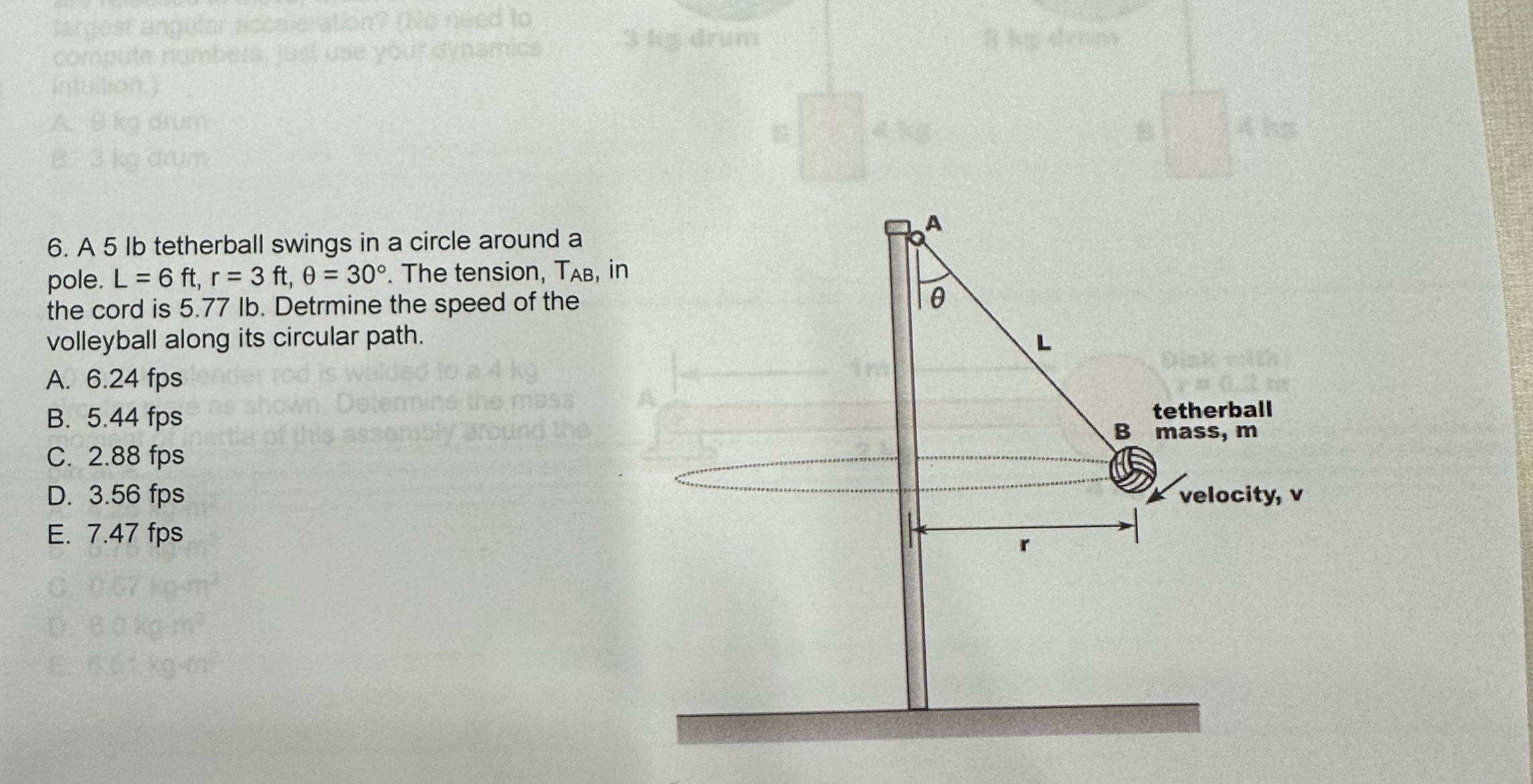 Solved A 5lb ﻿tetherball swings in a circle around a pole. | Chegg.com