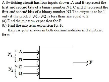 Solved A Switching Circuit Has Four Inputs Shown .A And B | Chegg.com