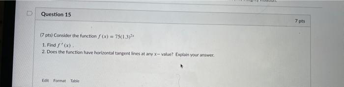 Solved Question 15 7 pts (7 pts) Consider the function f(x) | Chegg.com