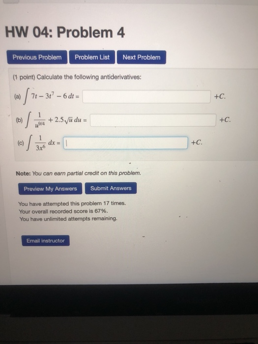 Solved HW 04: Problem 5 Next Problem Problem List Previous | Chegg.com
