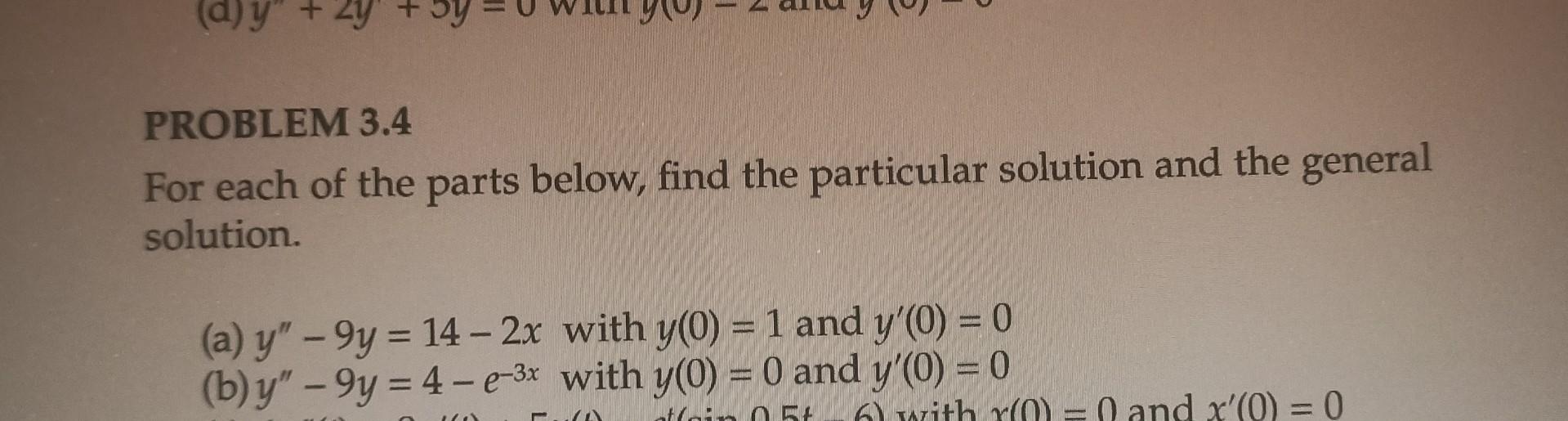 Solved PROBLEM 3.4 For each of the parts below, find the | Chegg.com