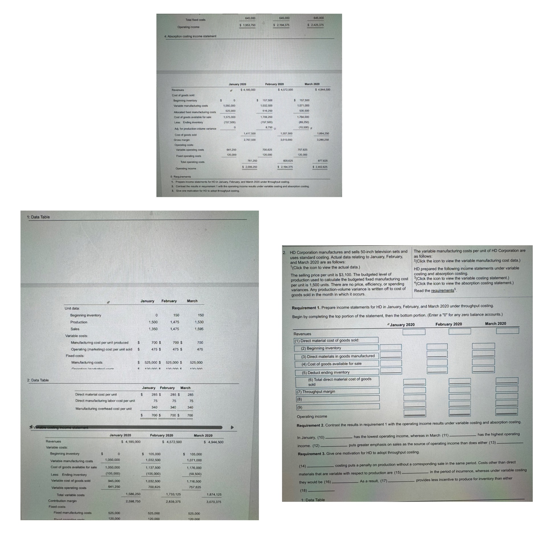 Fill the blanks \table[[1 Data Table]]HD Corporation