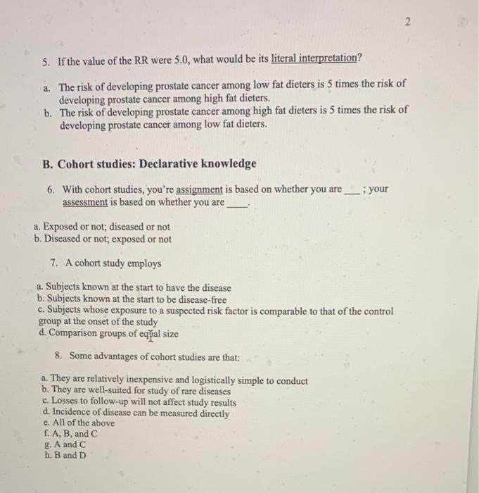 Solved A. Cohort studies: Procedural knowledge Set. | Chegg.com