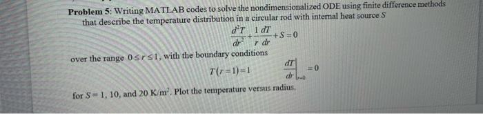 Solved Problem 5: Writing MATL AB codes to solve the | Chegg.com