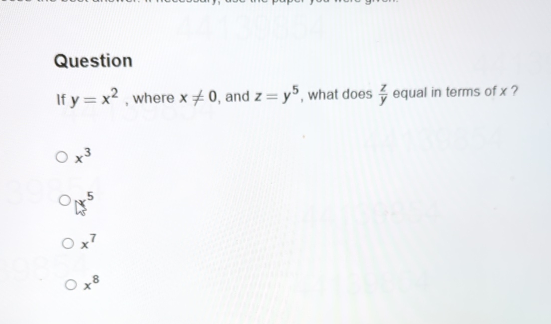 Solved Questionif Y X2 ﻿where X≠0 ﻿and Z Y5 ﻿what Does Zy