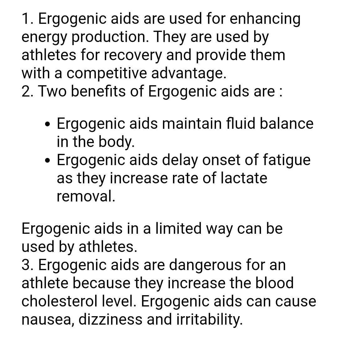 Solved 1. Ergogenic aids are used for enhancing energy