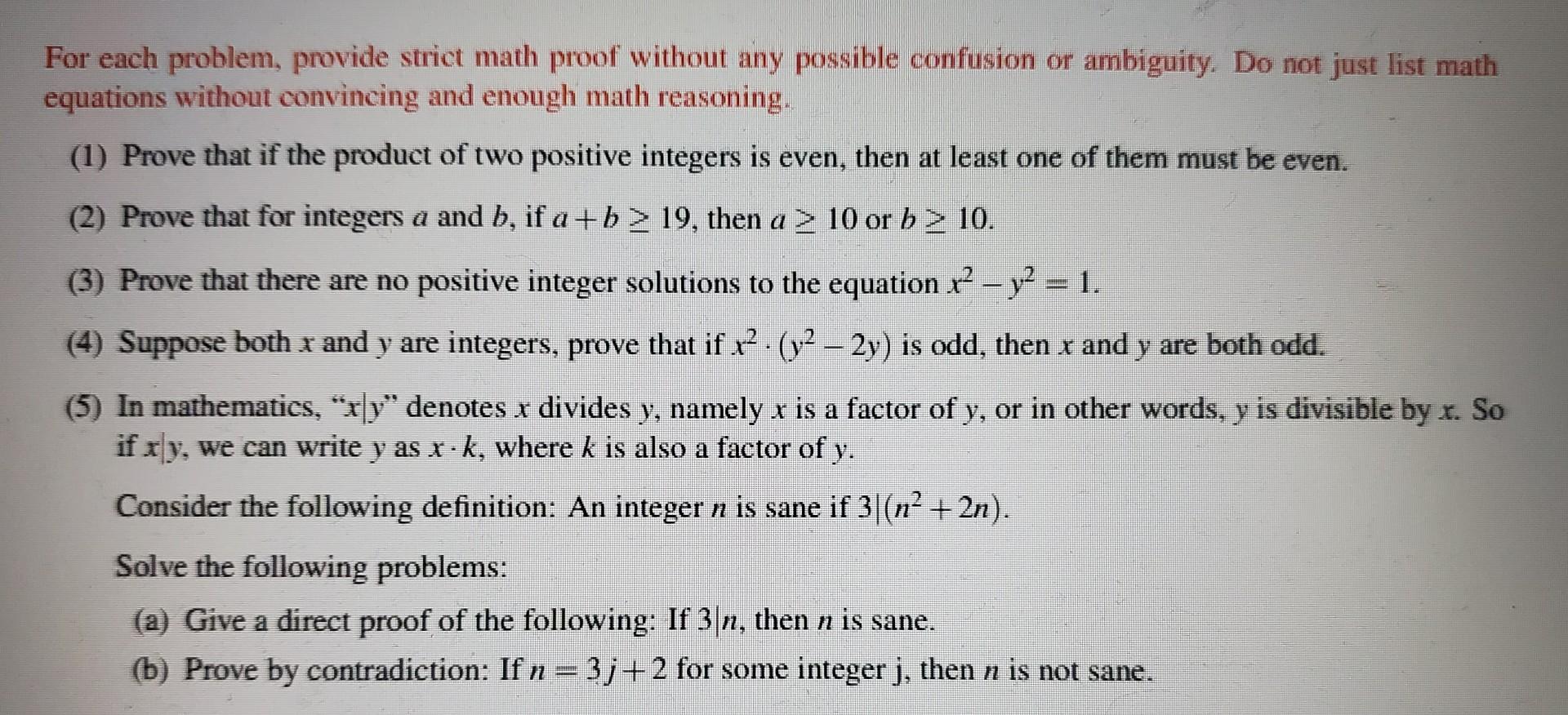 Solved For each problem, provide strict math proof without | Chegg.com