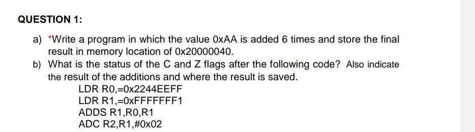 Solved QUESTION 1: a) *Write a program in which the value | Chegg.com