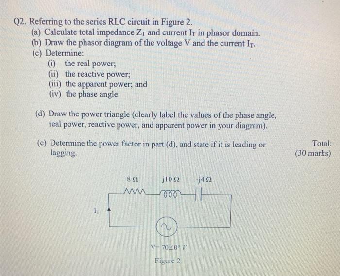 Solved Q2. Referring to the series RLC circuit in Figure 2. | Chegg.com