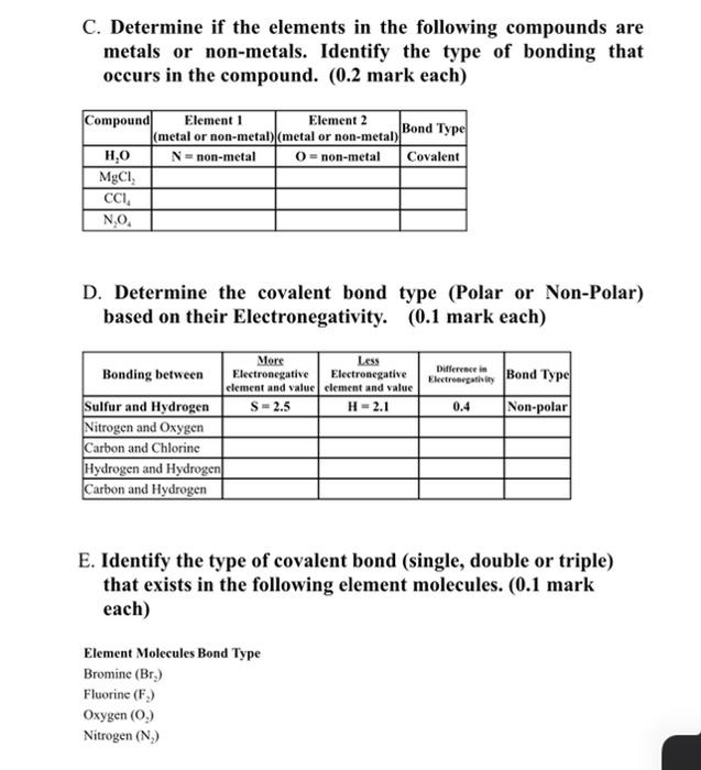 Solved C. Determine if the elements in the following | Chegg.com